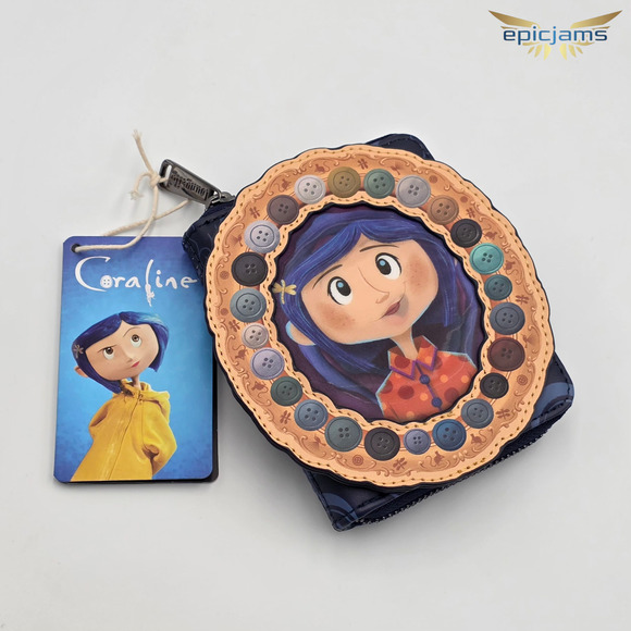 Loungefly Coraline Portal Button Frame Lenticular Zip Wallet New - Picture 1 of 3